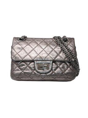 Chanel 2.55 Quilted 20 Double Flap Chain Shoulder Bag CC Logo Aged Calfskin